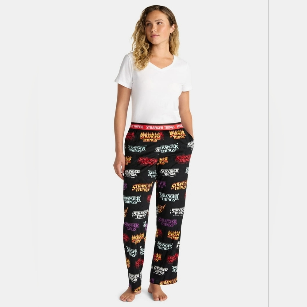 Netflix Stranger Things Women's and Women's Plus Velour Sleep Pants - Picture 2 of 5